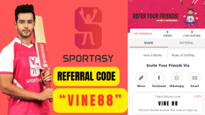 Sportasy Referral Code VINE88: Refer your friend and earn referral bonus